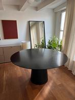 Zwarte Houten Ronde Eettafel Ø149,5cm, Ophalen, 100 tot 150 cm, Zo goed als nieuw, Eikenhout