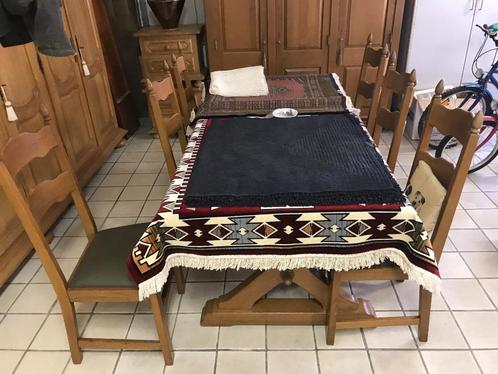 massief eiken woonkamer Tafel met 6 stoelen kast, dressoir,, Huis en Inrichting, Complete eetkamers, Gebruikt, 4 tot 6 stoelen