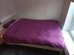 IKEA double bed with spring matress and slats, Beige, 140 cm, Zo goed als nieuw, Hout