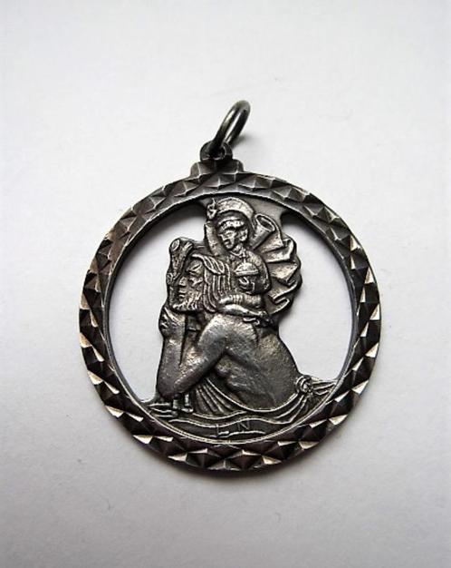 Grote zilveren hanger Sint Christoffel (8043-1), Antiek en Kunst, Antiek | Religie, Ophalen