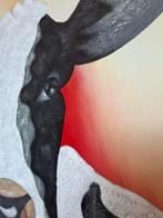 Koe Schilderij - 100x100cm Canvas, Antiek en Kunst, Ophalen