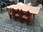 Brutalist tafel met stoelen. Vintage, Ophalen, Eikenhout, 50 tot 100 cm, Vijf personen of meer