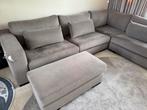 Zitmaxx mercer bank + poef taupe velvet, Ophalen, Gebruikt