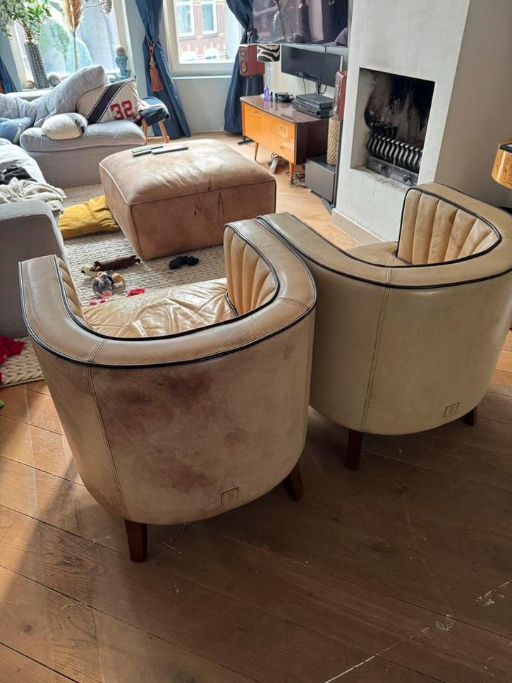 Riviera Maison Lederen Fauteuil - Zeldzaam!, Huis en Inrichting, Fauteuils, Nieuw, Leer, Minder dan 50 cm, Minder dan 75 cm, Ophalen of Verzenden