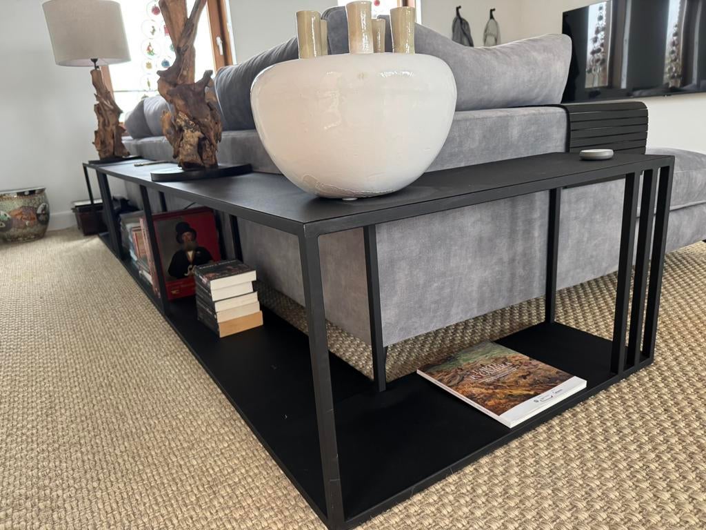 Initials by Haans Zwart stalen sidetable /banktafel Modulair, Huis en Inrichting, Tafels | Sidetables, Zo goed als nieuw, 25 tot 50 cm