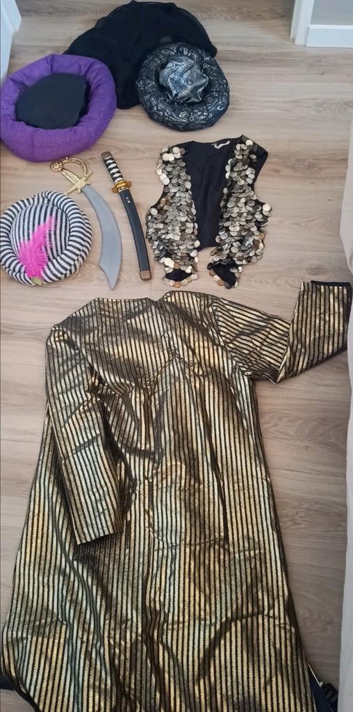Sjeik, Arabisch heren kostuum, accessoires, carnaval M/L/XL, Ophalen of Verzenden, Zo goed als nieuw, Overige maten