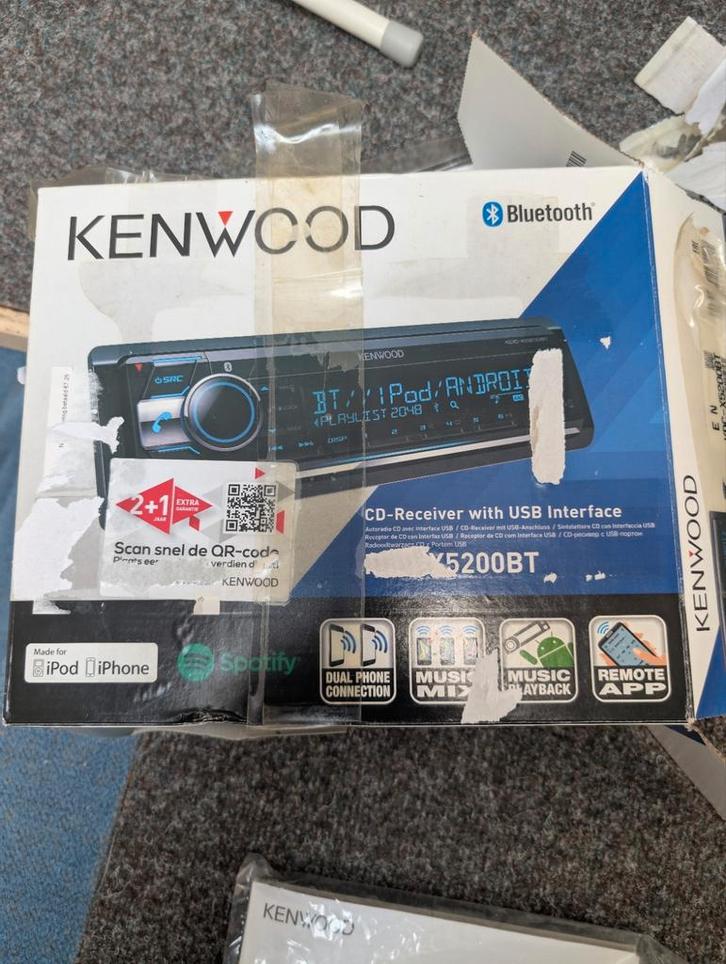 Kenwood kdc-x5200bt/kdc-sw11 radio en subwoofer, Auto diversen, Autoradio's, Gebruikt, Ophalen