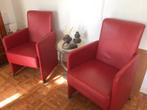 4 lederen eetkamerstoelen met leuning, Huis en Inrichting, Stoelen, Ophalen, Gebruikt, Leer, Vier