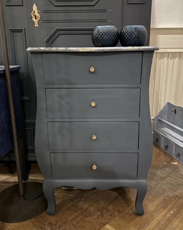 Bombe ladekastje, brocante kastje, vintage kast petrol VdlM, Huis en Inrichting, Kasten | Ladekasten, Zo goed als nieuw, Minder dan 100 cm