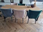 6 eetkamerstoelen type Rob van Goossens velvet stof, Huis en Inrichting, Ophalen, Blauw, Zo goed als nieuw, Stof