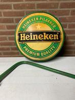 Heineken reclame bord oud met gevelstang, Ophalen, Gebruikt, Reclamebord, Plaat of Schild, Heineken