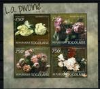 togo 2011 pf blok pioenrozen bloemen schilderijenn flowers, Ophalen of Verzenden, Postfris, Dier of Natuur