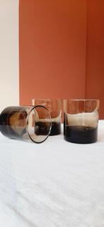 Rookglas whisky glazen 3 stuks smokeglass bruinglas, Antiek en Kunst, Antiek | Glas en Kristal, Ophalen of Verzenden