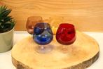 Vintage 4 gekleurde cognac glazen, Antiek en Kunst, Antiek | Glas en Kristal, Ophalen of Verzenden