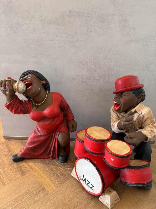 Decorative Jazz Beelden – Zangeres & Drummer Set, Verzamelen, Beelden en Beeldjes, Gebruikt, Ophalen of Verzenden