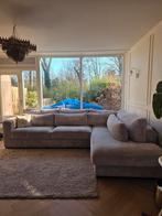 Mooie Hoekbank in rib stof beige taupe met lounge, Ophalen, Gebruikt, Stof