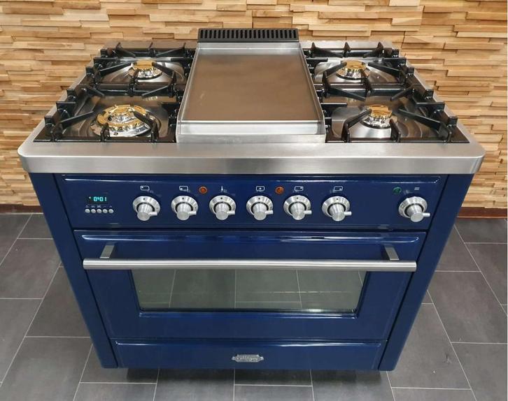 Luxe Boretti Majestic Fornuis 90cm konings blauw 5 pits, Witgoed en Apparatuur, Fornuizen, Zo goed als nieuw, Vrijstaand, Gas