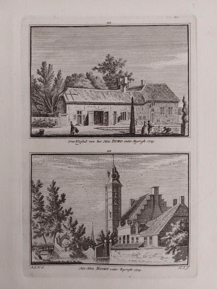 453-454 / Overblijfselen Huis Burg en Huis Hoorn Rijswijk, Antiek en Kunst, Kunst | Etsen en Gravures, Ophalen of Verzenden