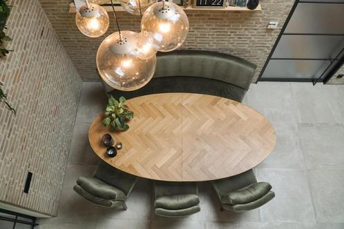 Eiken visgraat tafels en meubels op maat gemaakt, Huis en Inrichting, Tafels | Eettafels, Nieuw, Ophalen of Verzenden