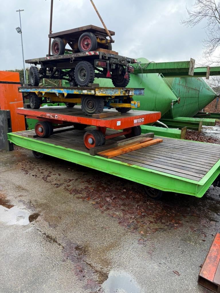 Transportkarren, trekwagen, platte kar, aanhangwagen., Doe-het-zelf en Verbouw, Transportwagens, 100 liter of meer, Ophalen, Gebruikt