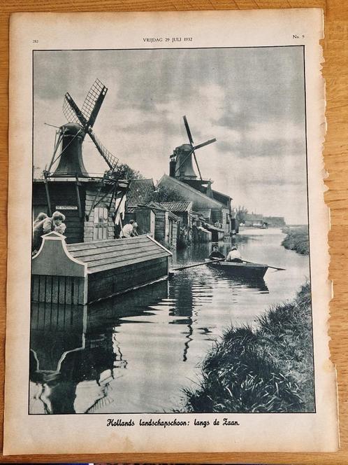 Zaanstad knipsel molen De Windhond en De huisman 1932, Verzamelen, Ansichtkaarten | Nederland, Noord-Holland, 1920 tot 1940, Ophalen of Verzenden