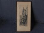 Fraaie ets Stadhuistoren te Leiden 1923 door HE Roodenburg, Antiek en Kunst, Kunst | Etsen en Gravures, Ophalen of Verzenden
