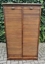 Antieke eiken dubbele Roldeurkast / Rolluikkast / Archiefkas, Huis en Inrichting, Antiek, Gebruikt, 100 tot 150 cm, Eikenhout