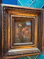 Klein schilderij met kippen in gouden lijst, Antiek en Kunst, Ophalen of Verzenden