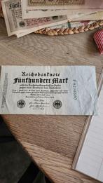 Reichsbanknote 500 Mark - 1922, Ophalen of Verzenden, Duitsland, 500 euro, Los biljet