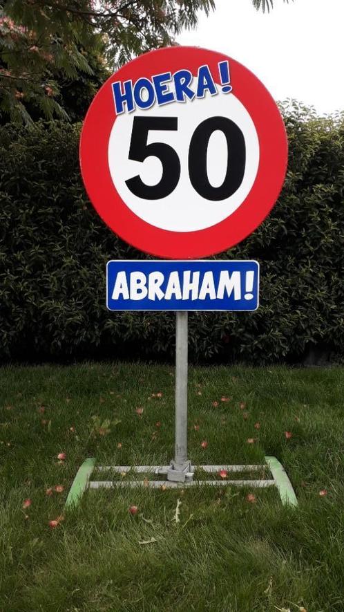 Verkeersbord abraham metaal te huur, Hobby en Vrije tijd, Feestartikelen | Verhuur, Zo goed als nieuw, Abraham of Sarah, Ophalen