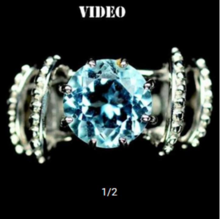 ring 925 zilver 14 k wit goud verguld met grote Topaas 17.2, Sieraden, Tassen en Uiterlijk, Ringen, Nieuw, Dame of Heer, 17 tot 18