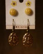 Set van 3 paar oorbellen gele bloemen rond gemarmerd, Ophalen of Verzenden, Nieuw