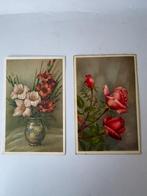 2 x vintage brocante romantische ansichtkaart. Bloemen rozen, Verzamelen, Ophalen, 1940 tot 1960, Gelopen, Natuur