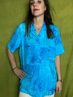 Vintage blouse - blauw - print - Jaren 80/90 - L/40/large, Maat 38/40 (M), Blauw, Hgv, Ophalen of Verzenden