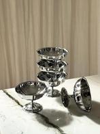 5 vintage rvs franse ijs champagne coupes vlinder flower, Gebruikt, Ophalen of Verzenden, Overige stijlen, Overige materialen