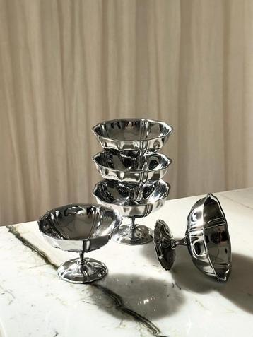 5 vintage rvs franse ijs champagne coupes vlinder flower beschikbaar voor biedingen