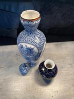 Delfts blauwe langwerpige vaas + klein vaasje uit Duitsland, Ophalen