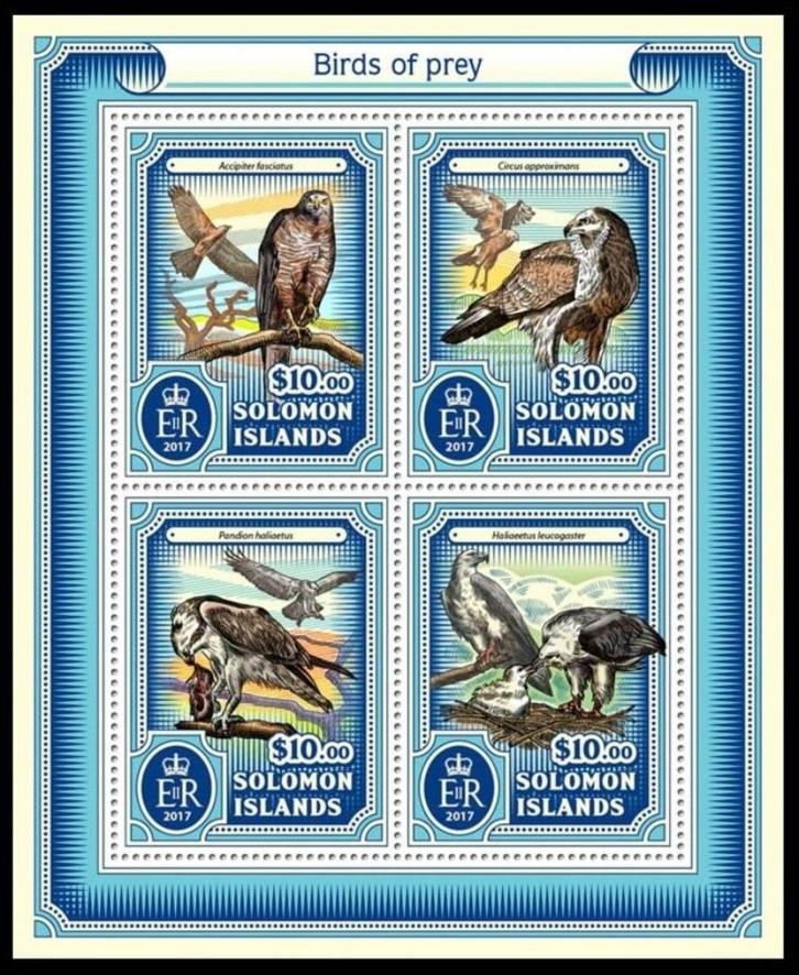 2017 Aanbieding  Salomonseilanden Fauna Roofvogels, Postzegels en Munten, Postzegels | Thematische zegels, Postfris, Dier of Natuur