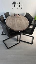 Eettafel met zes stoelen, Gebruikt, 200 cm of meer, Vijf personen of meer, Ovaal