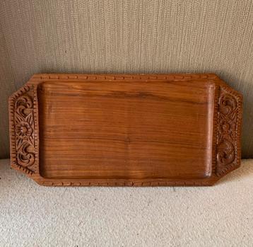 Vintage teak hout handbewerkt dienblad beschikbaar voor biedingen