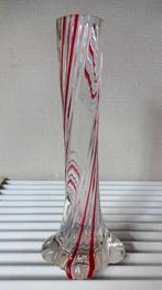 Engelse Art Nouveau Stourbridge glas vaas: cranberry streep, Ophalen of Verzenden