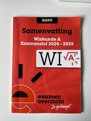 ExamenOverzicht - Samenvatting Examenstof Wiskunde A HAVO beschikbaar voor biedingen