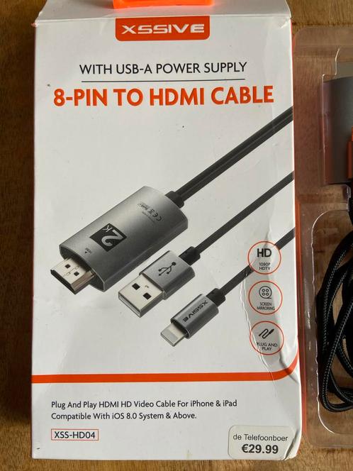 XSSIVE 8-Pin naar HDMI Kabel - zgan iphone ipad naar tv, Audio, Tv en Foto, Audiokabels en Televisiekabels, Zo goed als nieuw