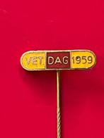 Emaille Speldje - Voetbal Veteranen Dag 1959, Verzenden, Gebruikt, Sport, Speldje of Pin