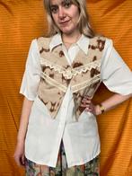 Vintage cowboy blouse met gilet / waistcoat- Jaren 90-38/M, Kleding | Dames, Gedragen, Beige, Maat 38/40 (M), Vintage