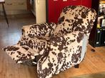 Uitklapbare ‘koeien’ stoel met voetenbankje, Ophalen, Eenpersoons, 75 tot 100 cm, Zo goed als nieuw