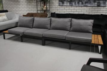 Lange tuinbank loungebank aluminium stof hout terras tuin beschikbaar voor biedingen