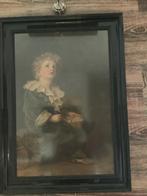 Oude Prent met Jongen in Lijst, Antiek en Kunst, Kunst | Schilderijen | Klassiek, Ophalen of Verzenden