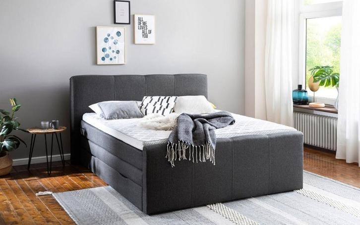 Boxspring Blend 180 x 200, Huis en Inrichting, Slaapkamer | Boxsprings, Nieuw, 180 cm, 200 cm, Twijfelaar, Grijs, Verzenden