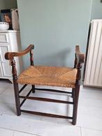 Boeren vintage krukje biezen zitting, Ophalen, Gebruikt, Hout